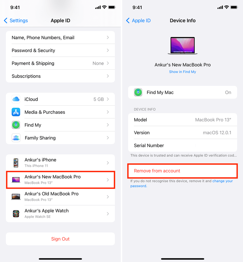 Entfernen Sie vertrauenswürdige Geräte von Ihrem Apple ID-Konto auf iPhone, iPad