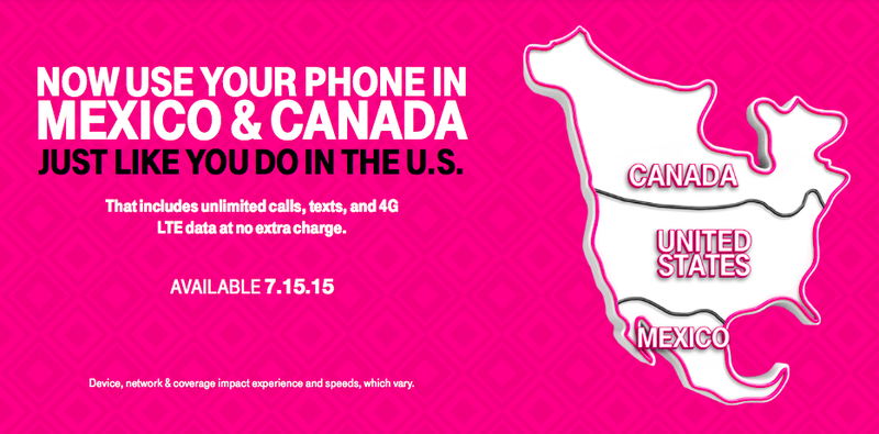 T-Mobile führt unbegrenzte Gesprächs-, Text- und 4G-LTE-Daten in Kanada und Mexiko ein