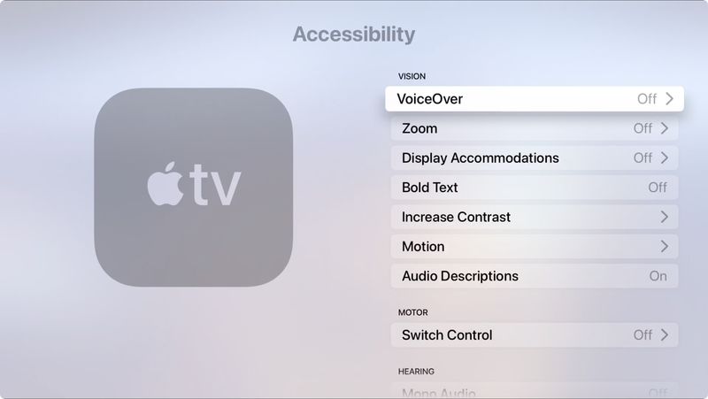 Vision der Barrierefreiheit von Apple TV