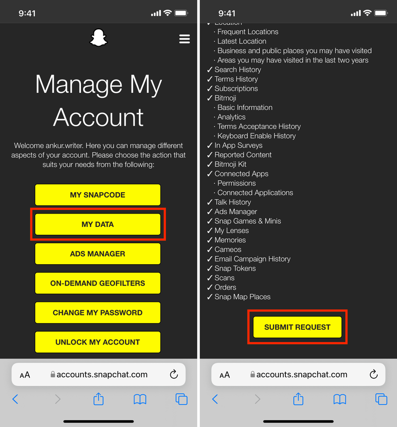 Laden Sie Ihre Snapchat-Daten herunter, bevor Sie das Snapchat-Konto dauerhaft löschen