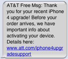 AT&T sendet Textnachrichten an iPhone 4-Besitzer