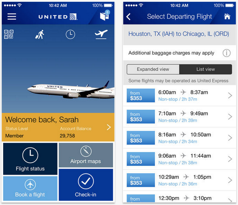 Update der United Airlines-App: Neuer Streaming-Videodienst