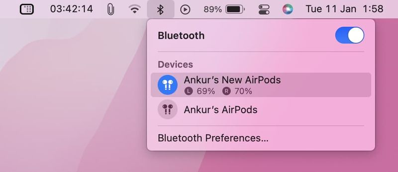 AirPods in der Mac-Menüleiste