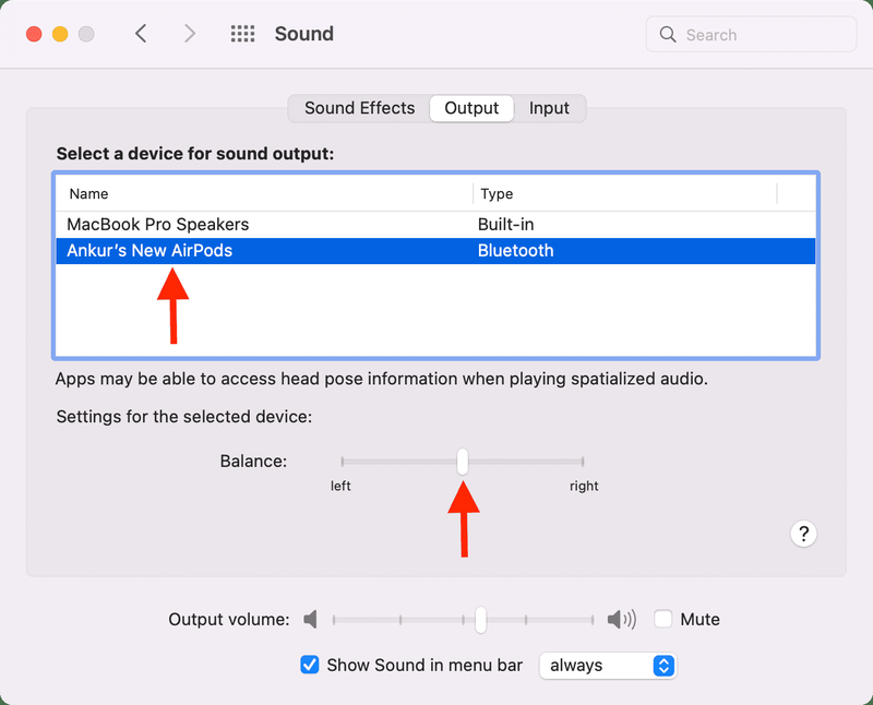 Stellen Sie die richtige Audiobalance für AirPods auf dem Mac ein