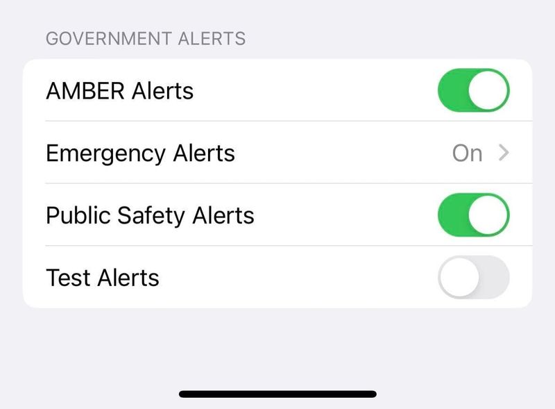 Regierungswarnungen in den iPhone-Benachrichtigungseinstellungen