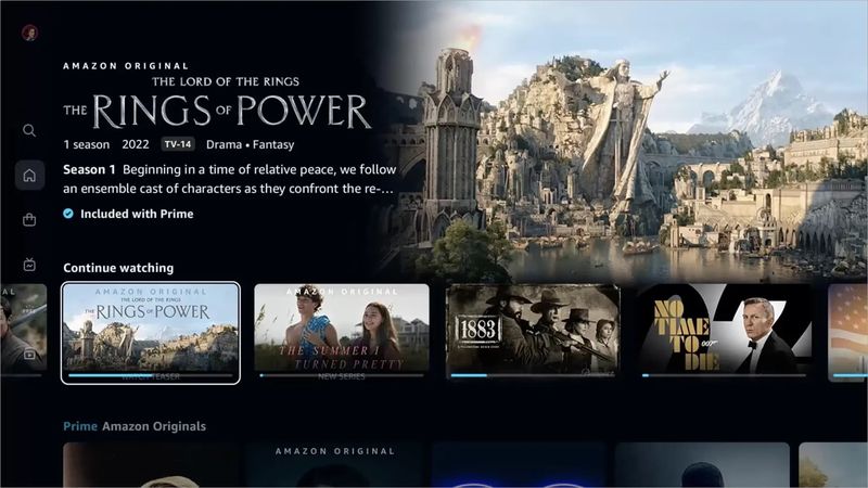 Die neu gestaltete Amazon Prime Video-App auf Apple TV mit der Zeile Continue Watching im Home-Bereich