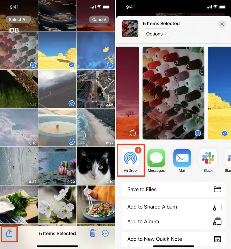 Verwenden von AirDrop auf dem iPhone, um Fotos und Videos an andere Apple-Geräte zu senden