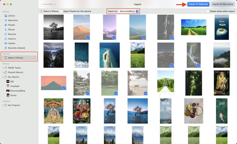 Importieren Sie Bilder und Videos vom iPhone auf den Mac mit der macOS Photos App