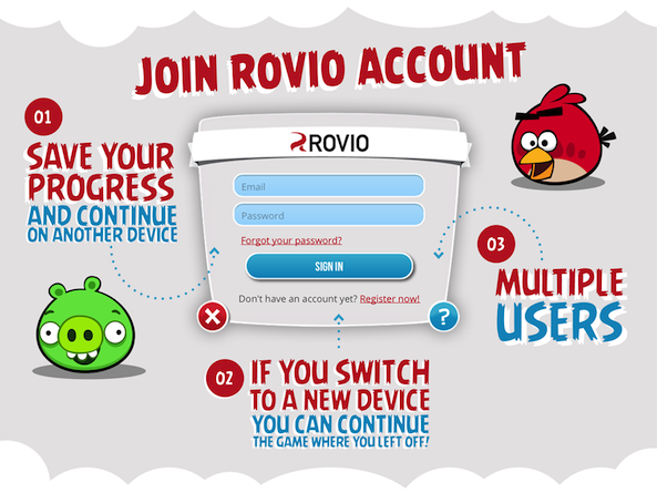 Das „Konto“ von Rovio Game Sync ist überall verfügbar