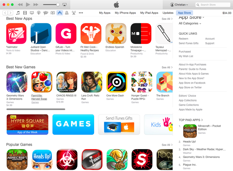 Desktop-iTunes-App-Store, von Menschen kuratierte Abschnitte, Mac-Screenshot 002