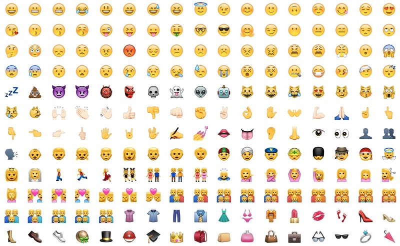 Viele Emojis auf weißem Hintergrund