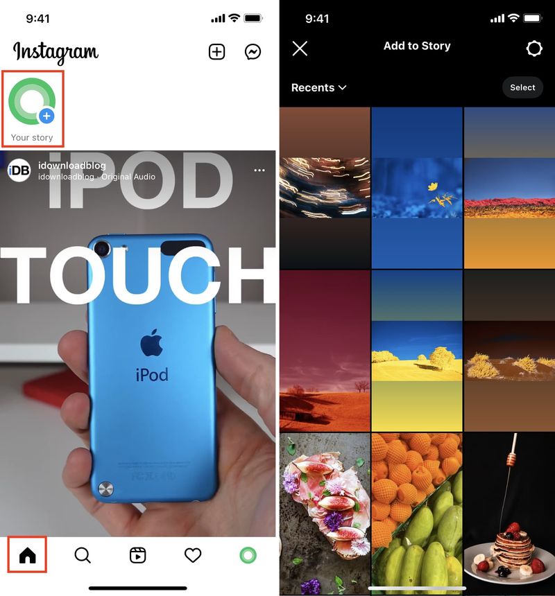Tippen Sie in Instagram auf die Story-Schaltfläche, um eine Story hinzuzufügen