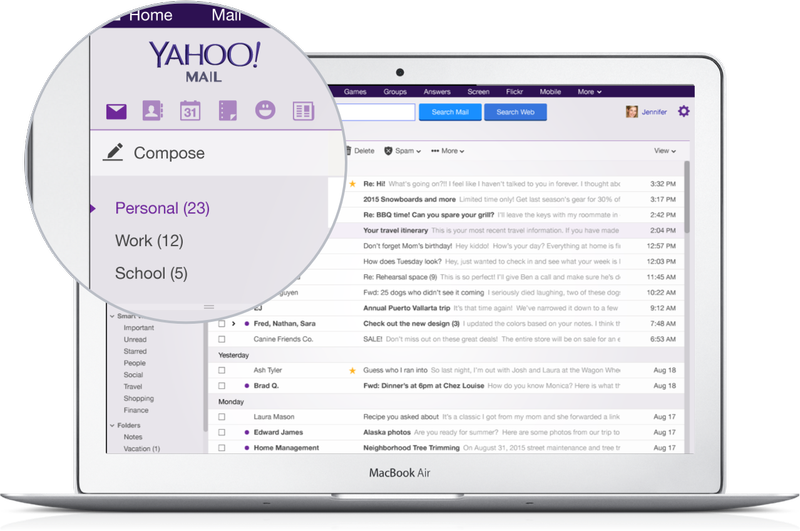 Yahoo Mail 4.0 für iOS, Web-Screenshot 001 mit mehreren Postfächern