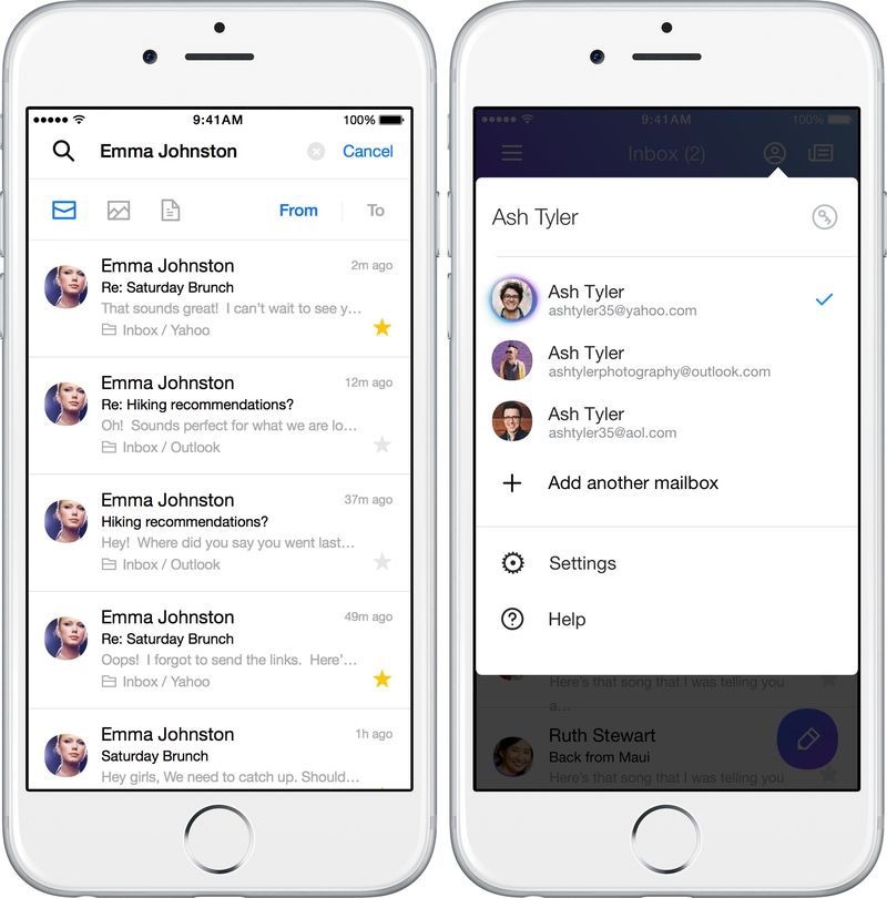 Yahoo Mail 4.0 für iOS Mehrere Postfächer iPhone-Screenshot 001