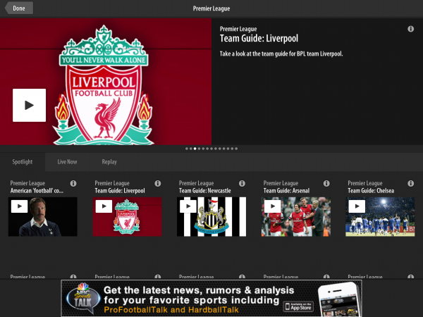 Streamen Sie alle Spiele der englischen Premier League mit der NBC Sports Live Extra iOS-App