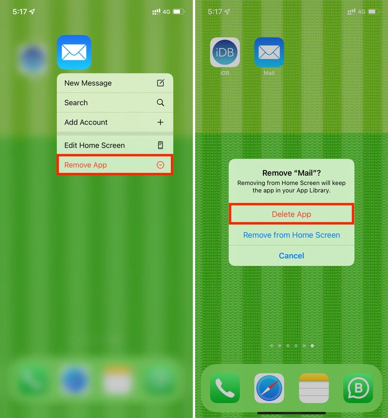 Löschen Sie die integrierte Mail-App auf dem iPhone