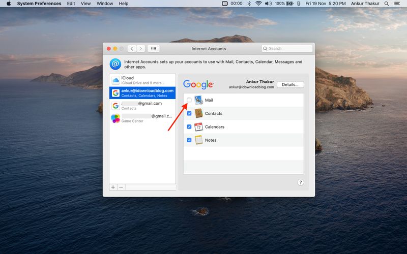 Deaktivieren Sie alle Mail in den Mac-Systemeinstellungen