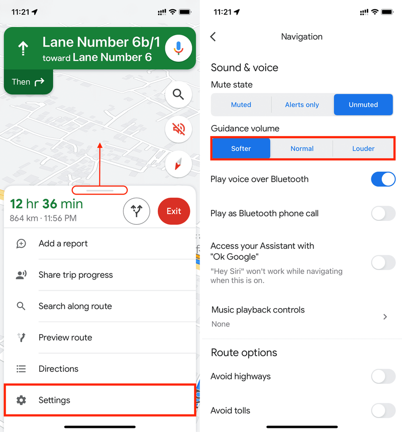 Personalisieren Sie die Lautstärke der gesprochenen Navigation in Google Maps auf dem iPhone