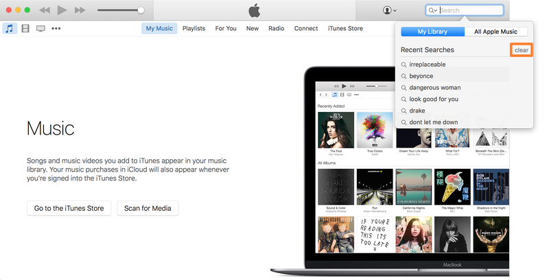 Löschen Sie den Apple Music-Suchverlauf auf Mac 2