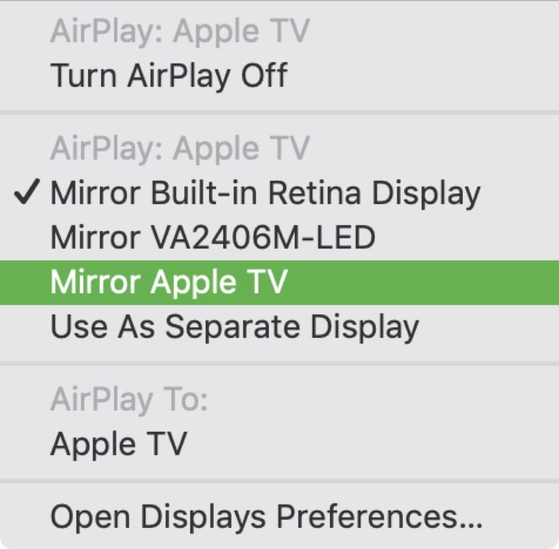 Apple TV Mirror-Display