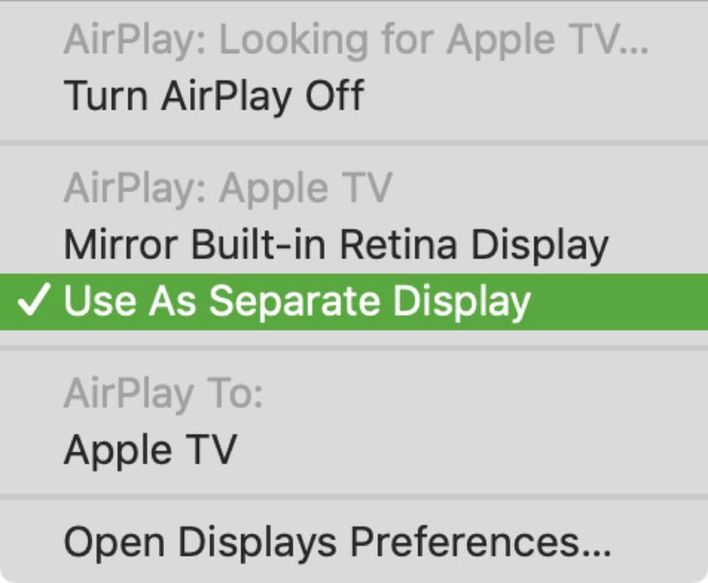 Apple TV Verwendung als separates Display