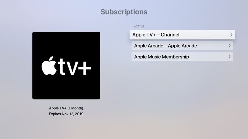 Abonnements auf Apple TV