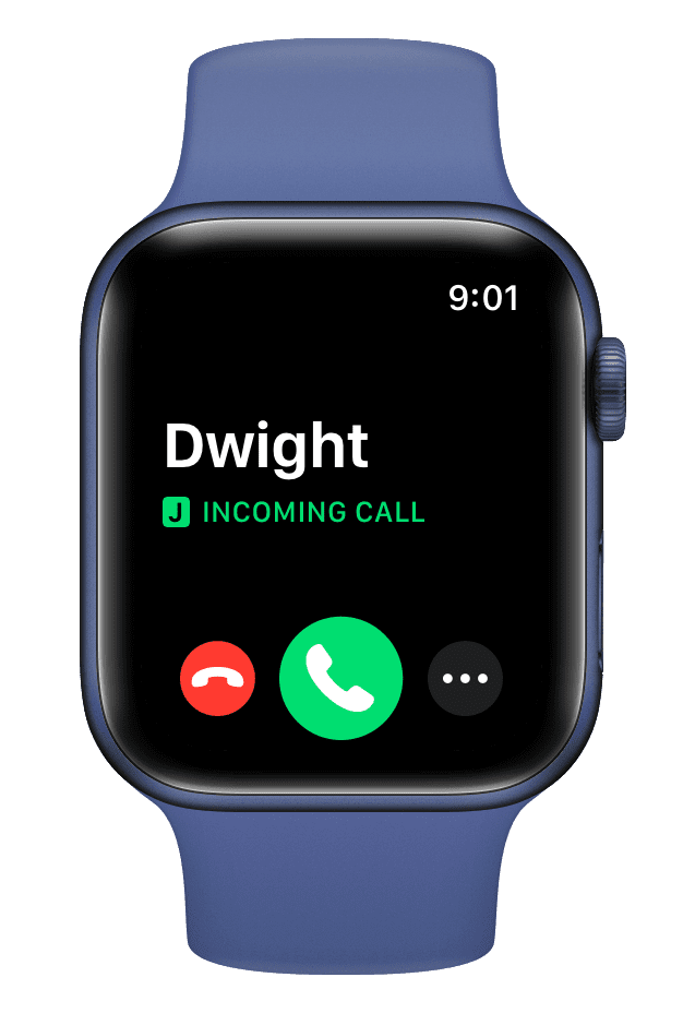 Bildschirm für eingehende Anrufe auf der Apple Watch