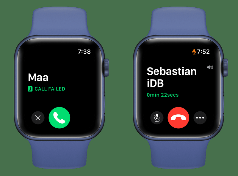 Fehlgeschlagenes und erfolgreiches FaceTime auf der Apple Watch