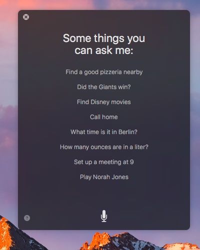 macOS Sierra Siri, was Sie fragen können, Mac-Screenshot 001