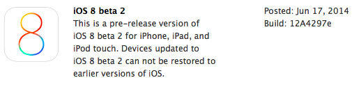 iOS 8 Beta 2 im Dev Center