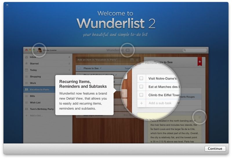 Wunderlist 2.0 für Mac (Teaser)
