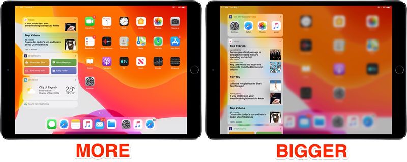 Mehr und größere Größeneinstellungen für App-Symbole auf dem iPad