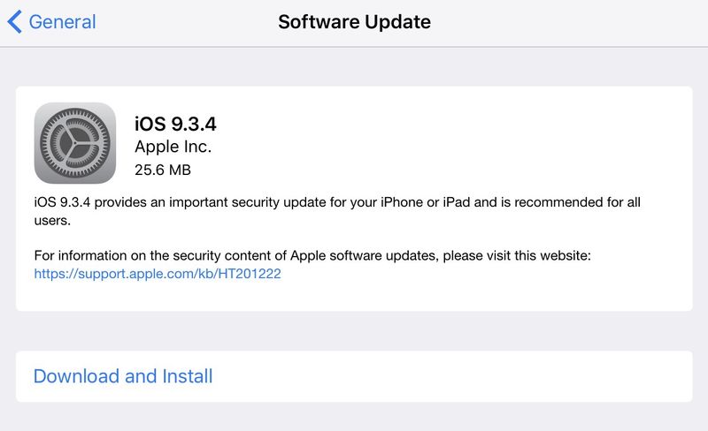 iOS 9.3.4 mit wichtigem Sicherheitspatch veröffentlicht