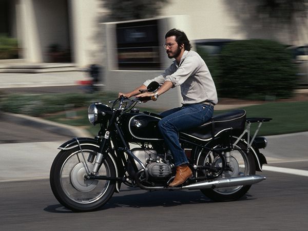 Steve Jobs auf einem Easy-Rider-Motorrad