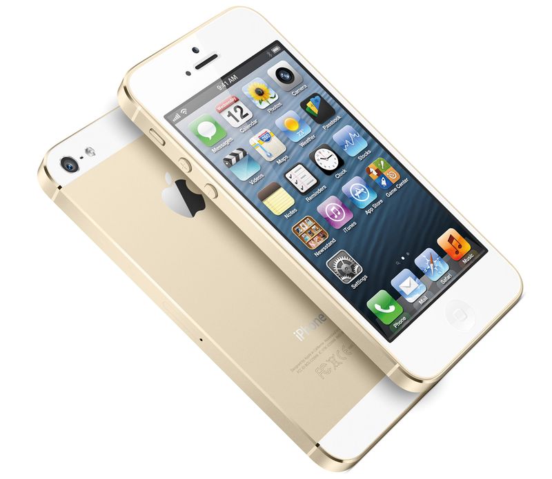 iPhone 5S (Gold, Two-Up, links abgewinkelt)