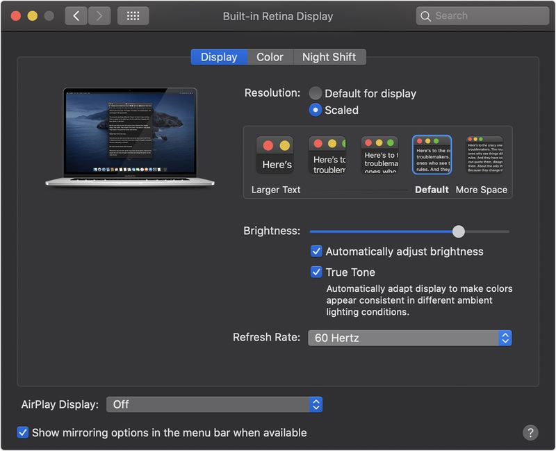 Bildwiederholfrequenz des MacBook Pro Retina