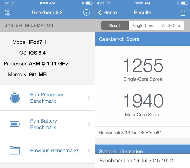 iPod touch 6g-Benchmark