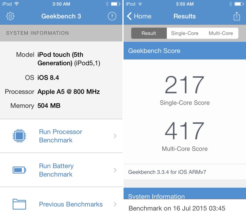 iPod touch 5. Gen-Benchmark