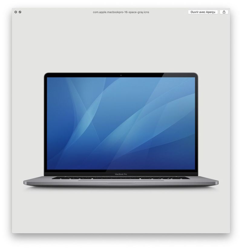 Symbol eines 16-Zoll-MacBook Pro mit dünneren Rändern, das im Catalina-Code zu finden ist