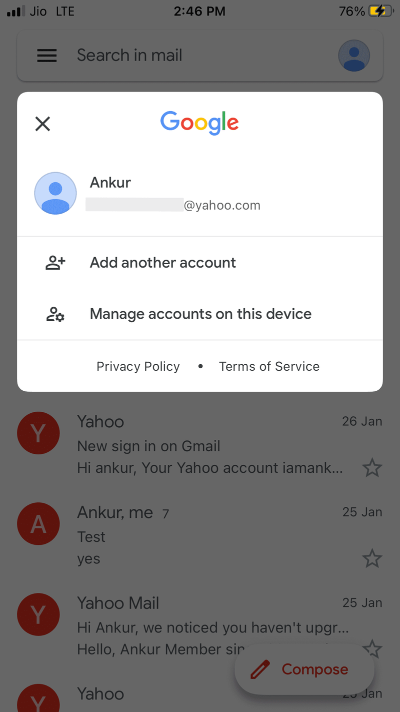 Nicht-Gmail-E-Mail in der Gmail-App