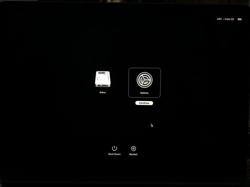 Optionen des Wiederherstellungsbildschirms auf dem Mac
