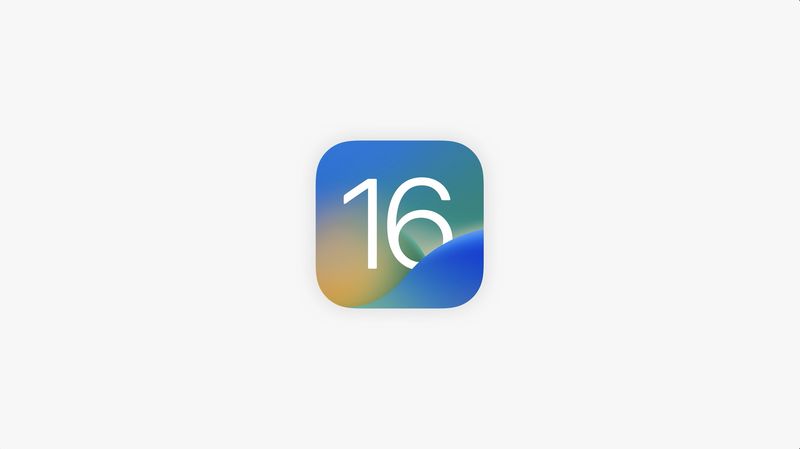 Das iOS 16-Symbol ist in diesem Bild von Apple vor einem hellgrauen Hintergrund dargestellt