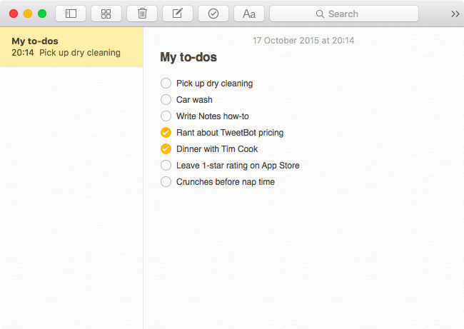 Apple Notes Checklisten Mac-Screenshot 002