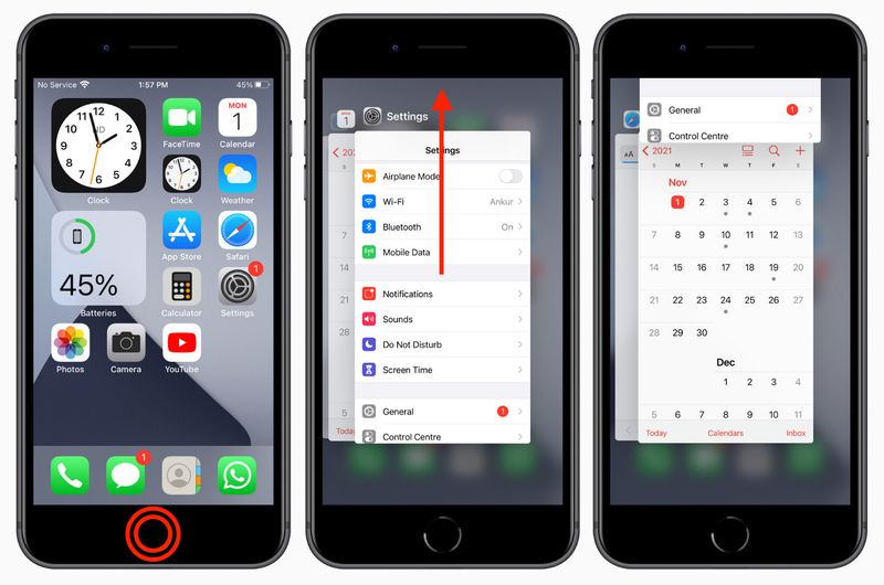 Schritte, die zeigen, wie Sie das Beenden von Apps auf dem iPhone mit der Home-Taste erzwingen