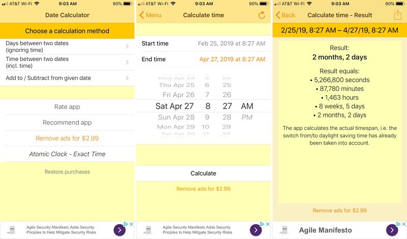 Die Datumsrechner Pro-App für das iPhone