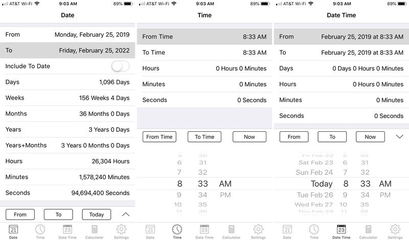 Datums- und Uhrzeitrechner-App für das iPhone