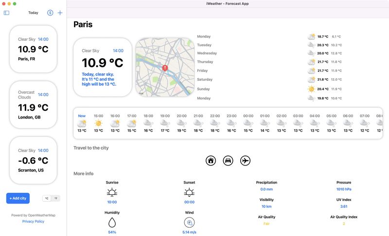 iWeather - Wettervorhersage-App für Mac