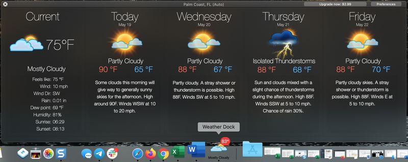 Weather Dock-App auf dem Mac