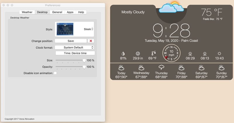 Wetter-Widget-Desktop-App auf dem Mac