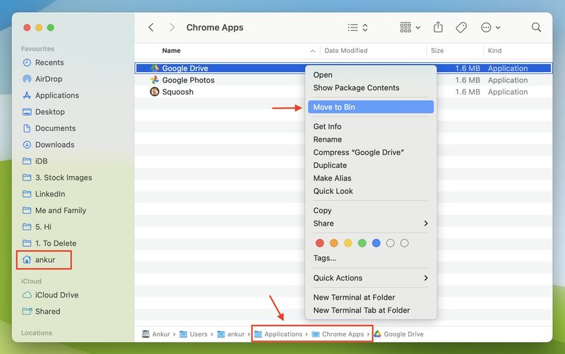 Chrome-Apps-Ordner auf dem Mac